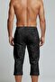 Below the Knee Long Model Water-Repellent Lycra Flexible Fabric Men's Beach Sea Capri Shorts // 945-Black - 4