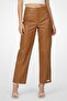 Women Regular Fit Solid Straight Pants, Brown