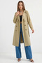 Women's Double-Breasted Collar Belted A.Khaki Trench Coat - 4