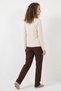 Women's Round Neck Scarf Detailed Long Sleeve Viscose Cream Blouse - 3