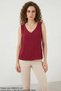 Women's V-Neck Textured Burgundy Blouse - 3