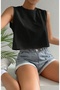 New Season Solid Color 100% Cotton Oversize Sleeveless Women's Crop T-Shirt - 2