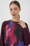 Women's Round Neck Oversize Patterned Viscose Purple Two-Piece Set - 2