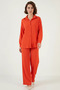 Women's Shirt Collar Oversize Orange Two-Piece Set - 6