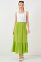 Women's Ruffled Hem Green Skirt