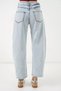 Women's High Waist Wide Leg Jeans Ice Blue Trousers - 4