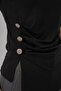 Women's Round Neck Button Detailed Gathered Sleeve Black Blouse - 2