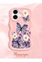 iPhone 16 Compatible Case with Camera Protector Pink Silicone Couple Phone Case Butterfly Pattern - 2