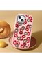 iPhone 13 Compatible Case with Camera Protection Pink Silicone Couple Phone Case with Kiss Pattern - 2