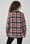 Women's Oversize Plaid Patterned Cotton Pomegranate Shirt - 5
