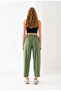 Women's Khaki Modal Fabric Balloon Model Ribbed Front Comfortable Fit Pants - 4