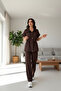 Women's Premium Modal Double Set Waist-Tie Loose-Leg Buttoned Blouse Pants