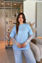 Oversized Stylish Blue Modal T-Shirt with Lace Detail - 7