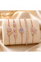 Women's Rose Gold Color 5-Piece Steel Bracelet Set with Zircon Stone, Evil Eye Beads, Butterfly, Heart and Waterway Model Combination Jewelry - 2