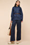 Washed Denim Shirt with Classic Collar and Long Sleeves - 3