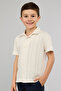 Textured Knit Shirt with Revere Collar and Short Sleeves - 3