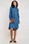 Washed Denim Shirt Dress with Bishop Sleeves