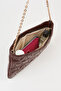 Women's Dalya Brown Star Embroidered Lined Zipper Closure Baguette Handbag - 4