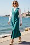 Women's Gilet Cut V-Neck Long Sleeve Maxi Dress Polyviscon Woven Unlined Comfortable Casual Modern Stylish - 2