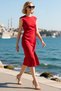 Women Sleeveless Crew Neck Tie Detail A-Line Midi Woven Dress Elegant Casual Comfortable Modern Stylish - 2