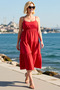 Women's Plus Size A-Line Midi Dress Thin Straps Square Neck Terrycotton Relaxed Fit Casual Modern - 2