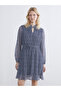 Lcw Studio Blue Tie Collar Patterned Chiffon Mini Dress - 2