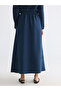 Lcw Modest Navy Blue Elastic Waist Modal Blend Flared Skirt - 4
