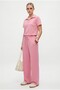 Women's Nadia Modal Touch Polo Collar Elastic Waist Pocketed Pink Top and Bottom Set - 2