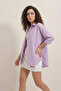 Women's Oversize Basic Cotton Lilac Shirt - 5