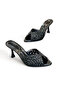 Women's Heeled Slippers with Black Stone Buckle - 4