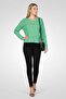 Women Round Neck Knitted Long Sleeve Sweater, Green