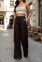 Women's Modal Fabric High Waist Elastic Waist Draped Wide Leg Palazzo Trousers - 4