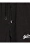 Black Elastic Waist New York Printed Women's Shorts