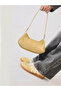 Wrinkled Textured Yellow Shk280 Faux Leather, Single Compartment with Zipper, Hand, Arm and Shoulder Bag - 8