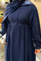 Women's Side Tie Detailed Crew Neck Dress Navy Blue - 5