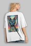 For the Love of Cats 66 Cats Printed White Oversize T-Shirt 100% Cotton Unisex Cat Lover Premium Design - 3