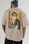 For the Love of Cats 106 Cat Printed Beige Oversize T-Shirt 100% Cotton Unisex Cat Lover Premium Design - 5
