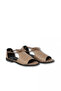 Gray Leather Women's Flat Sandals - 2