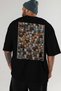 For the Love of Cats 114 Cat Printed Black Oversize T-Shirt 100% Cotton Unisex Cat Lover Premium Design - 6