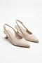 11002 Nubuck Stone Detailed Open Back 5 cm Heeled Women's Shoes - 5