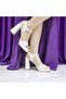 Women's White Pearlescent Platform Thick Block Heeled Sandals Evening Dress Shoes - 2