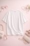 Women's White Cotton Loose Fit T-Shirt Oversize Milkshake Cupcake Printed T-Shirt - 5