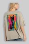 For the Love of Cats 72 Cats Printed Beige Oversize T-Shirt 100% Cotton Unisex Cat Lover Premium Design - 3