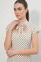 Women's Bow Detailed Polka Dot White Dress - 3