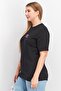Women Crew Neck Short Sleeve Brand Logo Top, Black - 3