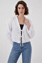 Women's V-Neck Front-Tie Viscose White Kimono - 6