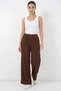 Women's High Waist Textured Brown Trousers - 4