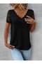 Women's Short Sleeve V-Neck Blouse, Pack of Lace Viscose - 4