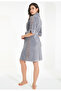 Women's Short Shawl Stripe Brode Lace Satin Cotton Soft Comfortable Dressing Gown - 3