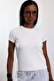 White Crew Neck Ribbed T-Shirt - 5